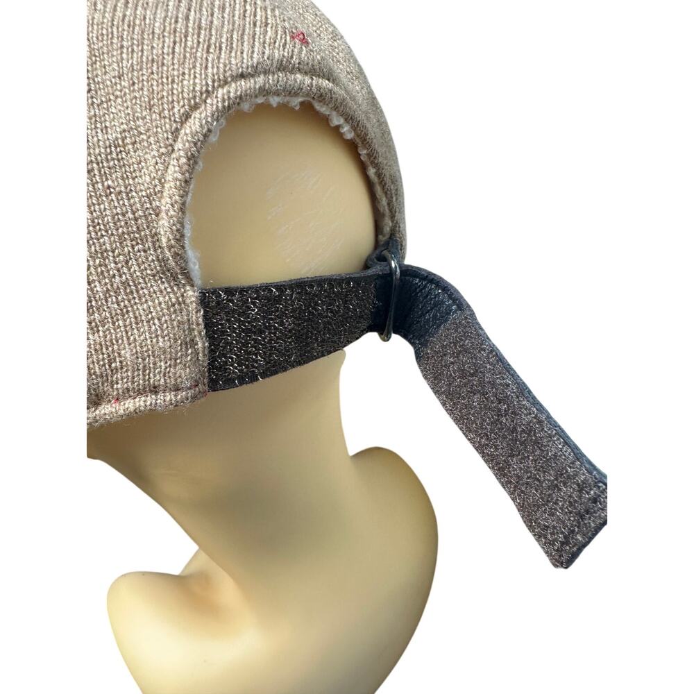 Quince 100% Cashmere Baseball Cap M/L Tan Brown Sherpa Lined Adjustable Hat - Picture 6 of 9